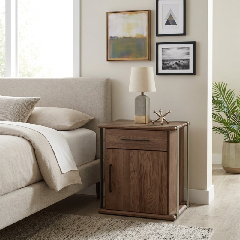 Barnwood Brass Nightstand