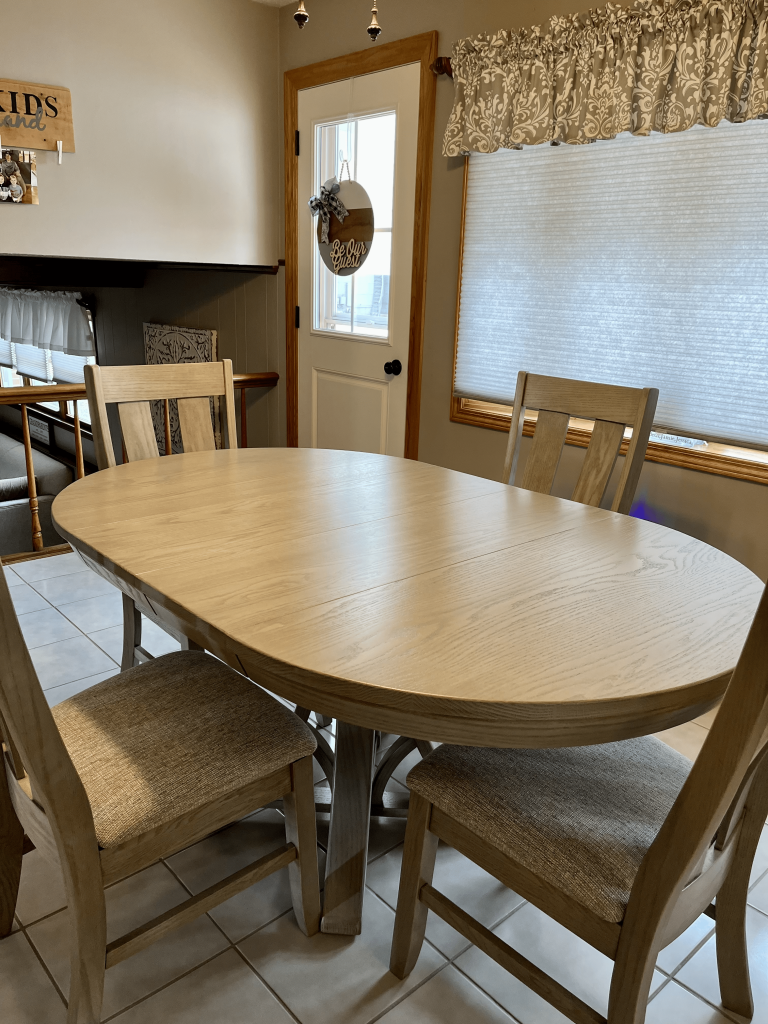 Wood: Oak, Stain: Chalk, Fabric: R1-92 Masa