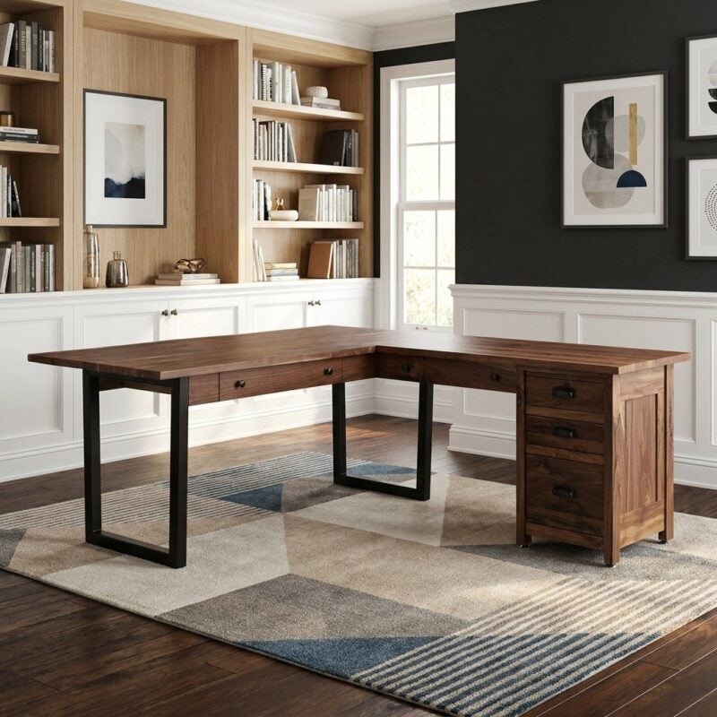 Ezra Live Edge Corner Desk and Return