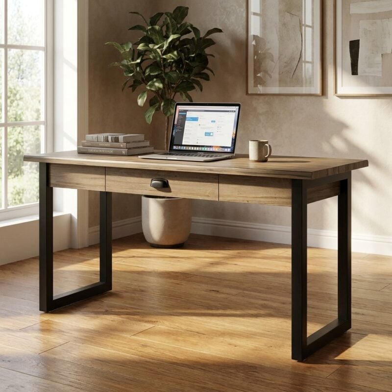 Ezra Live Edge Desk with Drawer