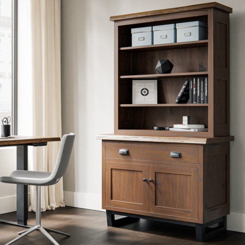 Ezra Live Edge Cabinet Bookcase