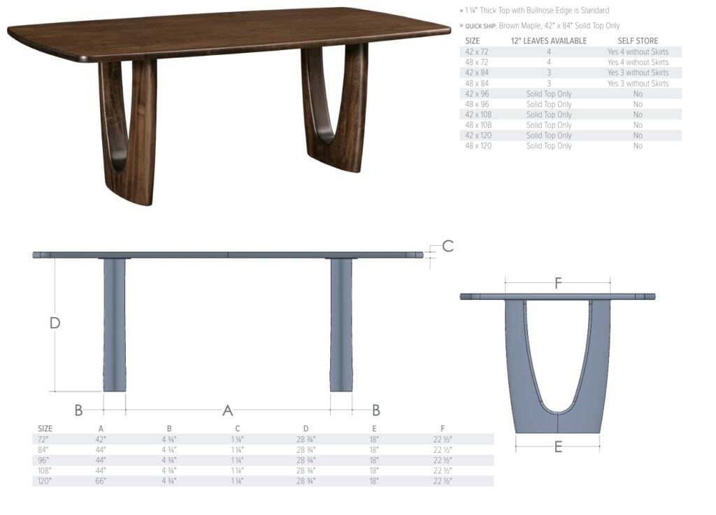 Warren Table Dimensions