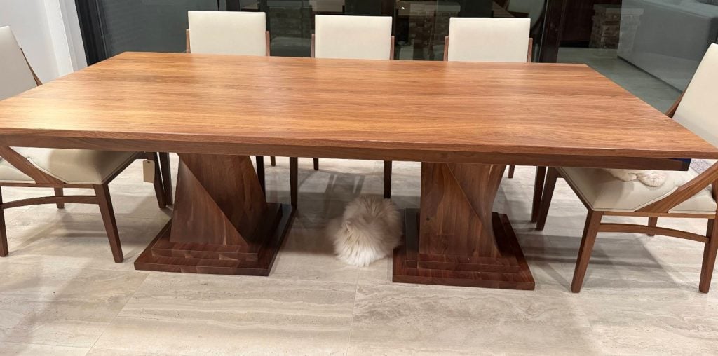 Concord Double Pedestal table made from Walnut with Natural stain