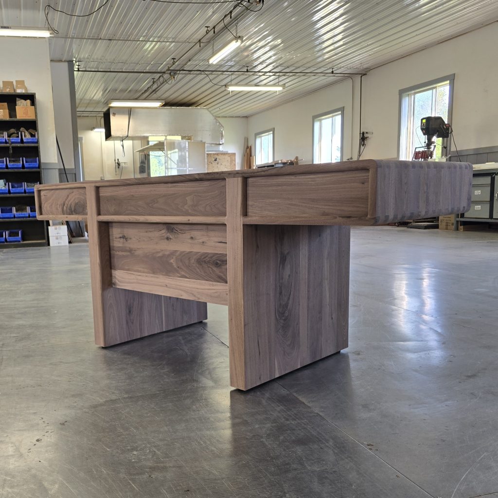 Back of Allison Desk made from Rustic Walnut with natural/clear finish