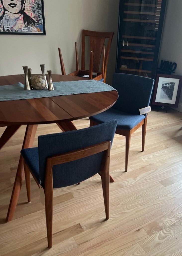 Miami Chair - Brown Maple - Golden Pecan Stain - Royal Blue Fabric 2