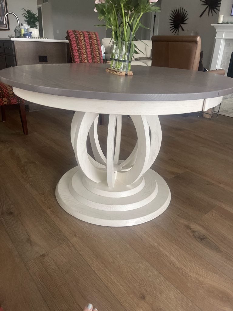 Nicole Table - Oak Driftwood Top, Weathered Tusk Bottom