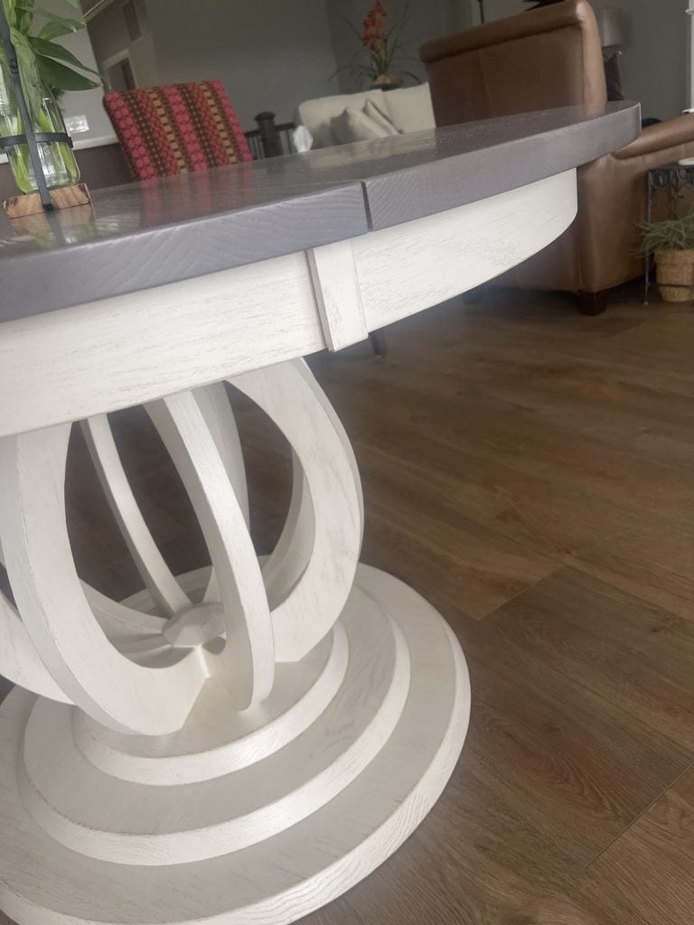 Nicole Table - Oak Driftwood Top, Weathered Tusk Bottom