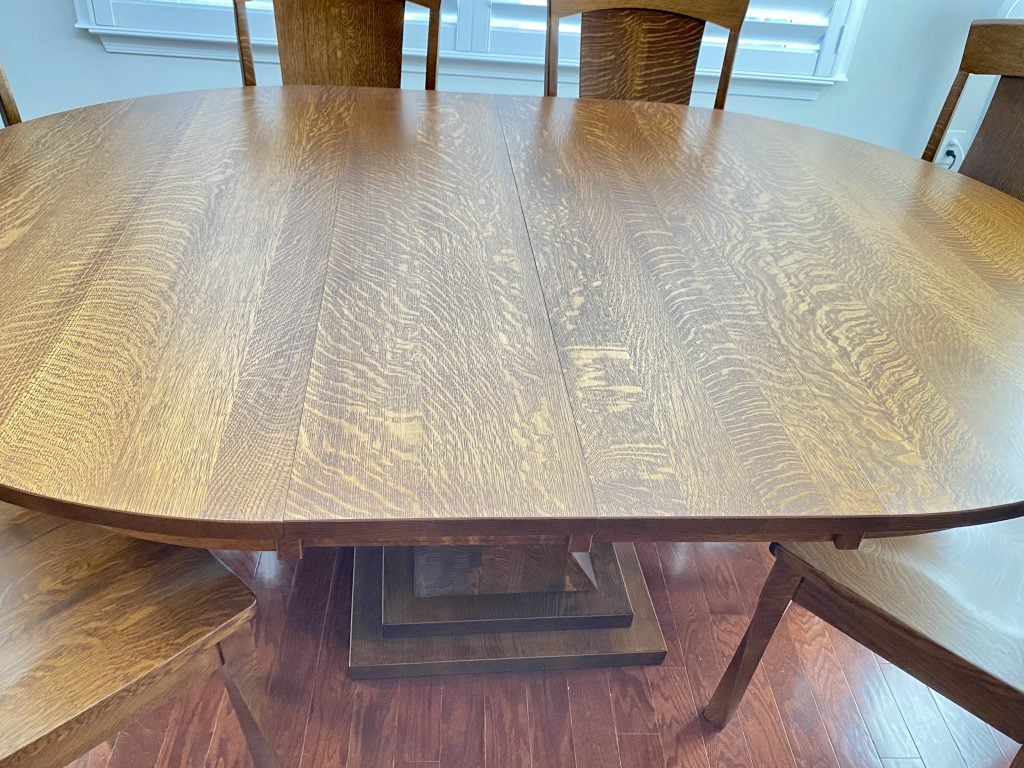 Quarter Sawn White Oak Pedestal Table in Michael's Cherry