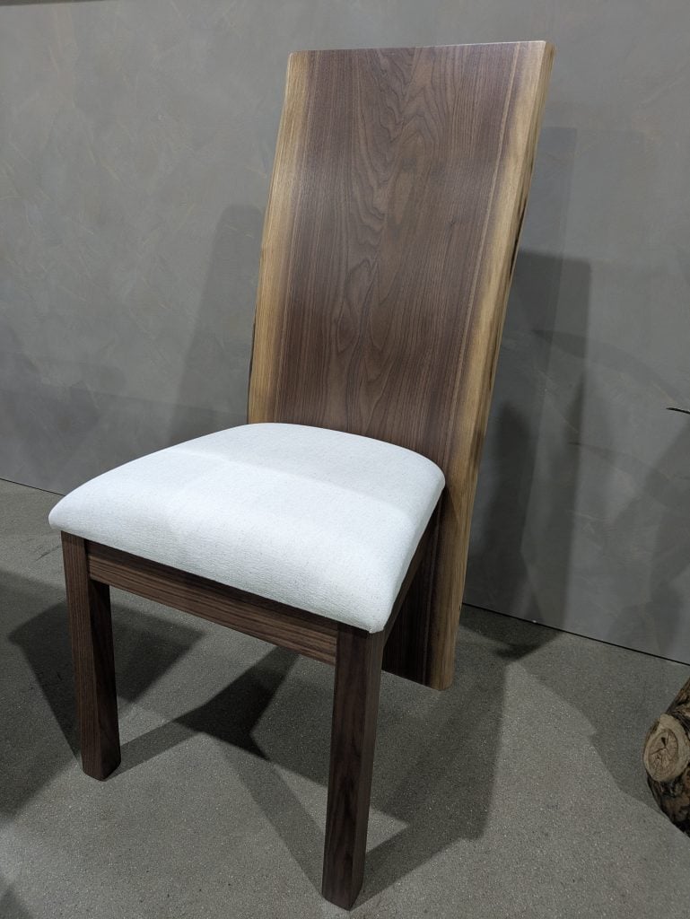 Rustic Walnut Side Chair in Natural Stain with Armstrong upholstery