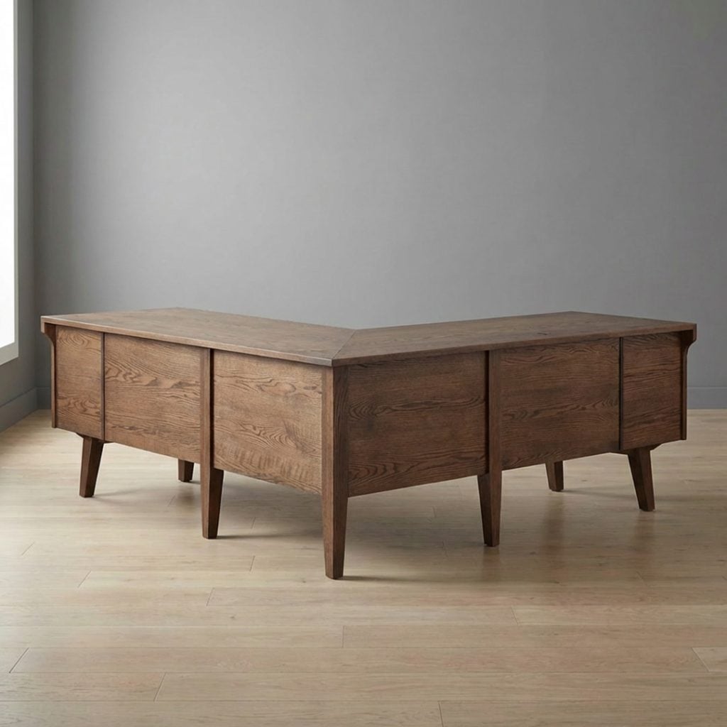 Meridian L Desk Oak American Antique (OG) - back