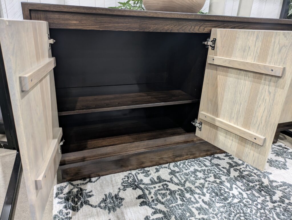 Shown In Hickory Briar and Seashell Stain