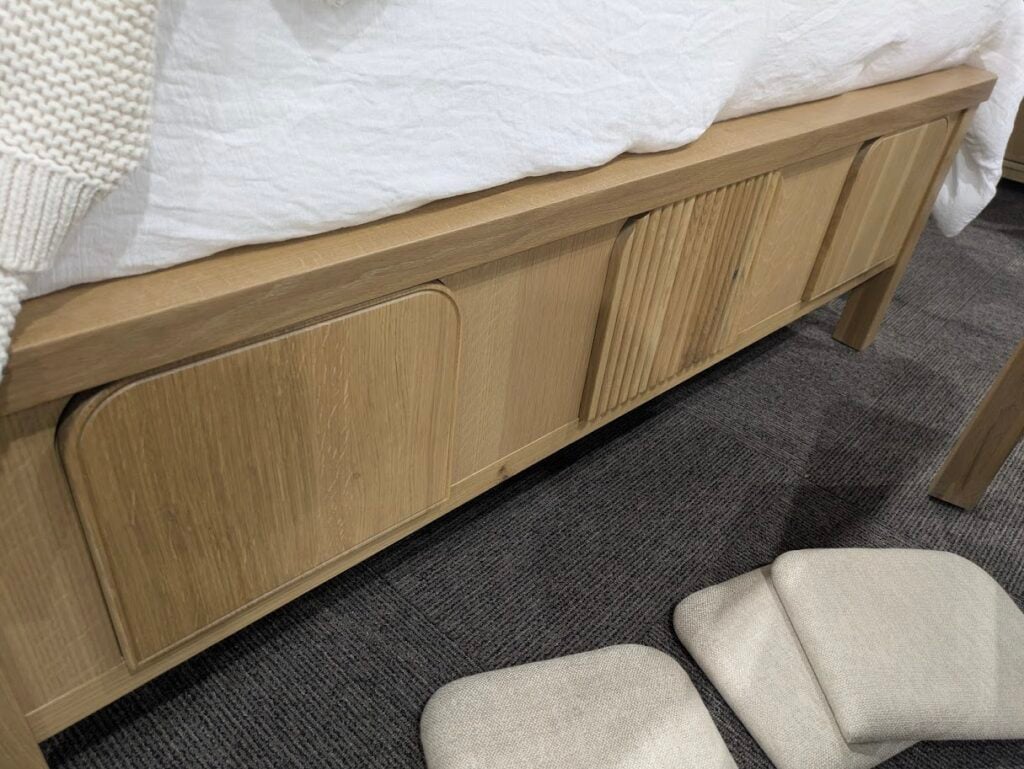 Shown in quarter sawn white oak wicker stain
